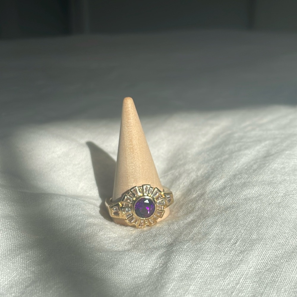 D’joy 925 amethyst ring, size 14 - purple, gold colors